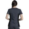 Cherokee Women’s Scrub Set V-Neck Knit Panel Scrub Top WW2875 Mid Rise Tapered Leg Drawstring Scrub Pant WW105(Pewter)