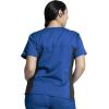 Cherokee Women’s Scrub Set V-Neck Knit Panel Scrub Top WW2875 Mid Rise Tapered Leg Drawstring Scrub Pant WW105(Royal)