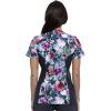 Cherokee iFlex Women Scrubs Top Mock Wrap Knit Panel Print CK642(Brushing Bouquets)