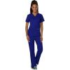 Cherokee Scrub Set For Women Modern Classic Fit 3 Pockets V-Neck Top WW620 with 5 Pockets Moderate Flare Leg Pant WW120(Galaxy Blue)