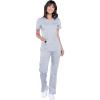 Cherokee Scrub Set For Women Modern Classic Fit 3 Pockets V-Neck Top WW620 with 5 Pockets Moderate Flare Leg Pant WW120(Grey)