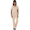 Cherokee Scrub Set For Women Modern Classic Fit 3 Pockets V-Neck Top WW620 with 5 Pockets Moderate Flare Leg Pant WW120(Khaki)