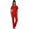 Cherokee Scrub Set For Women Modern Classic Fit 3 Pockets V-Neck Top WW620 with 5 Pockets Moderate Flare Leg Pant WW120(Red)