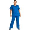 Cherokee Scrub Set For Women Modern Classic Fit 3 Pockets V-Neck Top WW620 with 5 Pockets Moderate Flare Leg Pant WW120(Royal)