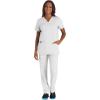 Cherokee Scrub Set For Women Modern Classic Fit 3 Pockets V-Neck Top WW620 with 5 Pockets Moderate Flare Leg Pant WW120(White)