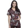 Cherokee Scrubs for Women Printed V-Neck Scrub Top with Modern Classic Fit with 2 Welt Pockets & Shirttail Hem – CK637(Joyful Giraffe)