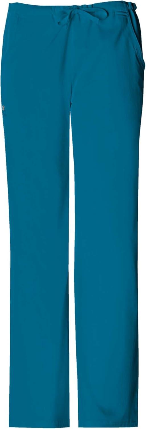 imageCherokee Luxe Women Scrubs Pant Low Rise Straight Leg Drawstring 1066Caribbean Blue