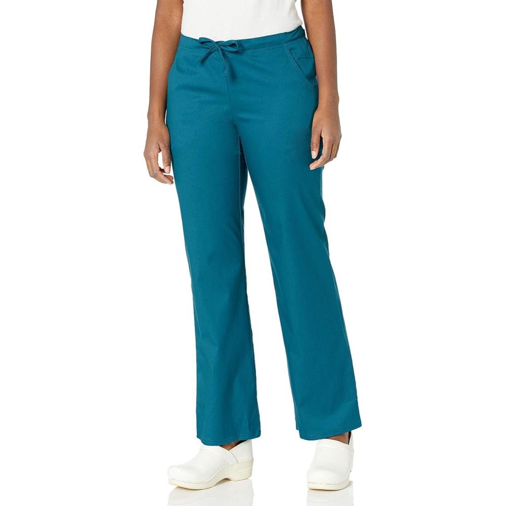 imageCherokee Luxe Women Scrubs Pant Low Rise Straight Leg Drawstring 1066Caribbean Blue