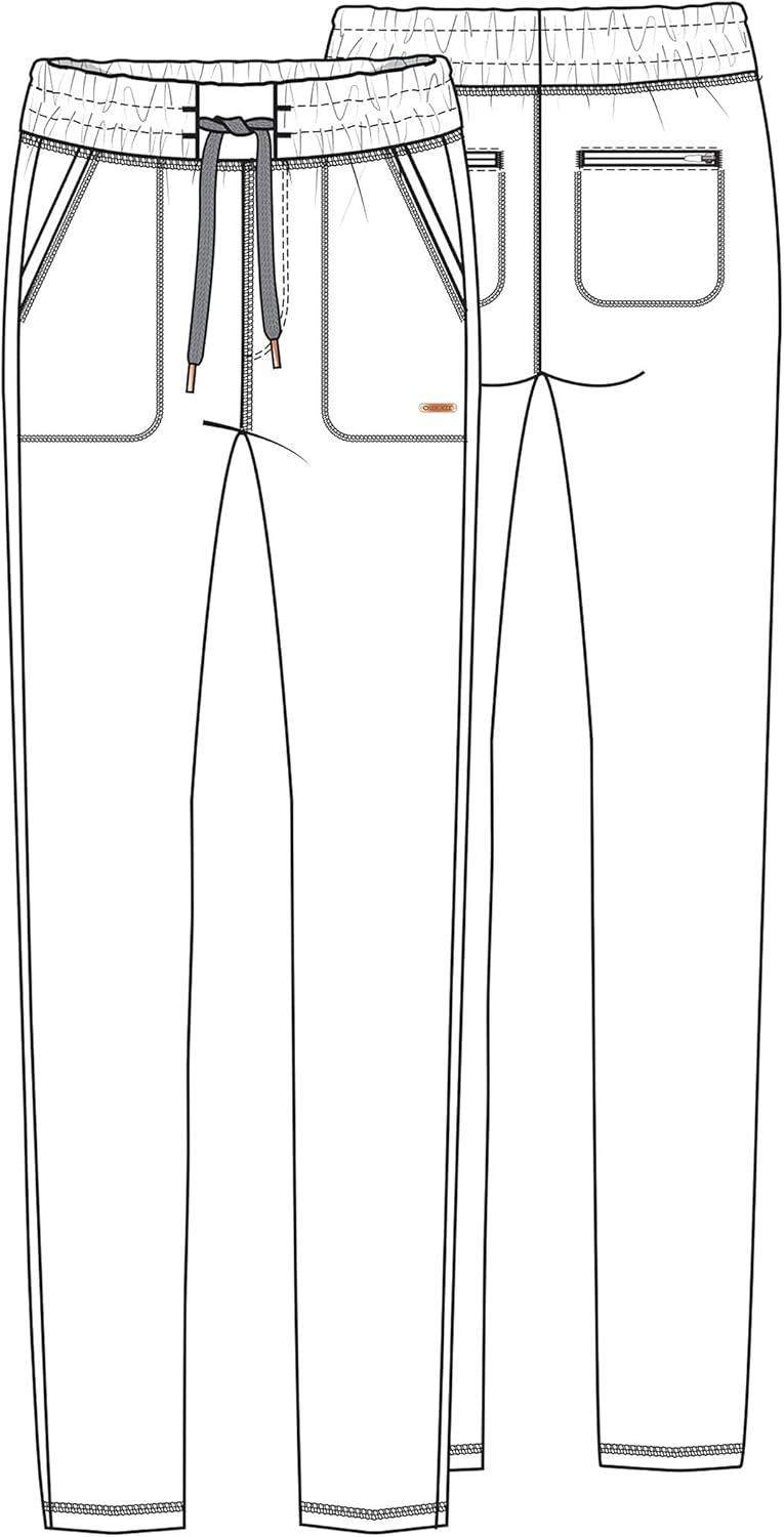 imageCherokee Form Women Scrubs Pant Mid Rise Tapered Leg Drawstring CK090Blue