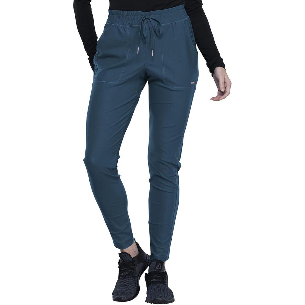 imageCherokee Form Women Scrubs Pant Mid Rise Tapered Leg Drawstring CK090Blue