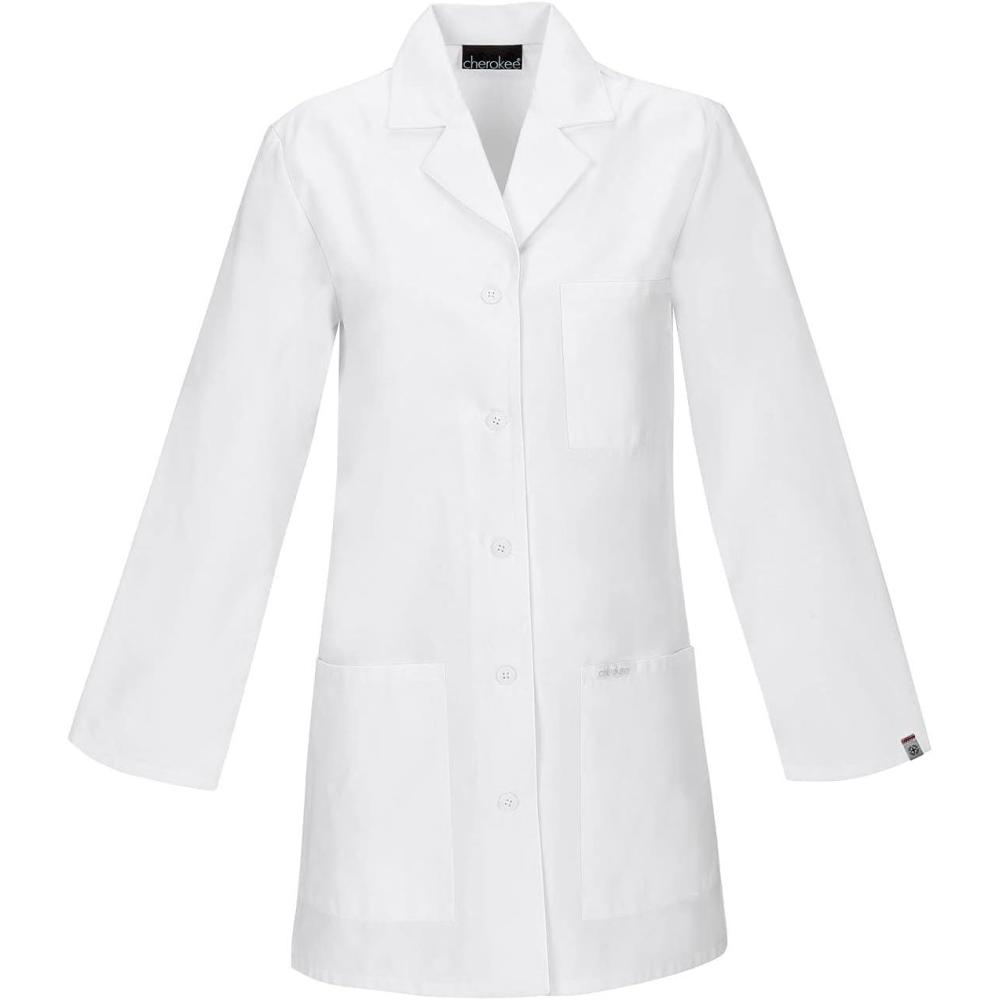 imageCherokee Womens Professional Whites 32 Lab Coat in Cotton Twill with Certainty and Fluid BarrierWhite