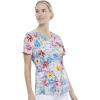 Cherokee Prints Women Scrubs Top Mock Wrap CK614(Watercolor Blossoms)