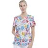 Cherokee Prints Women Scrubs Top Mock Wrap CK614(Watercolor Blossoms)