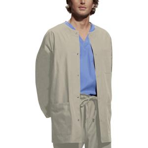 Cherokee Workwear Scrubs Men’s Snap Front Warm-Up Top(Khaki)