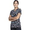 Cherokee Scrubs for Women V-Neck Printed Top Modern Classic Fit with 3 Pockets, Knit Details & Side Vents CK678(Flutter Blooms)