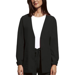 Cherokee Women’s Workwear Scrubs Cardigan Warm-Up Jacket(Black)