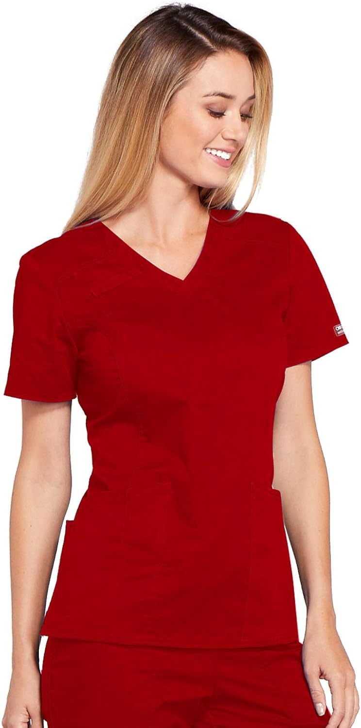 image:imageWorkwear Core Stretch Women Scrubs Top VNeck 4710Red