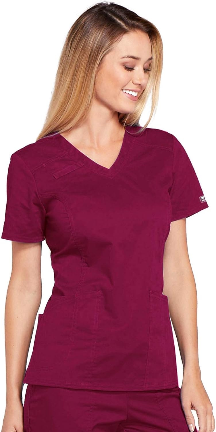 image:imageWorkwear Core Stretch Women Scrubs Top VNeck 4710Wine