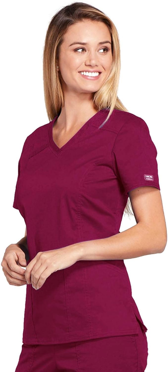 image:imageWorkwear Core Stretch Women Scrubs Top VNeck 4710Wine