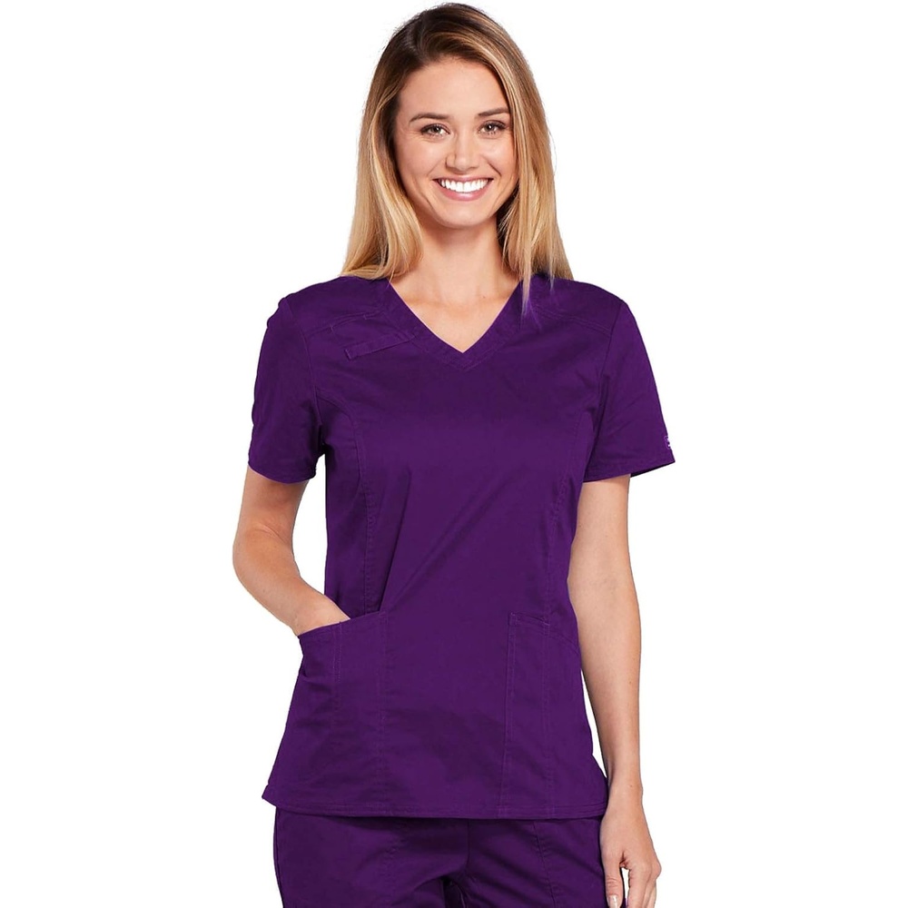 image:imageWorkwear Core Stretch Women Scrubs Top VNeck 4710Eggplant