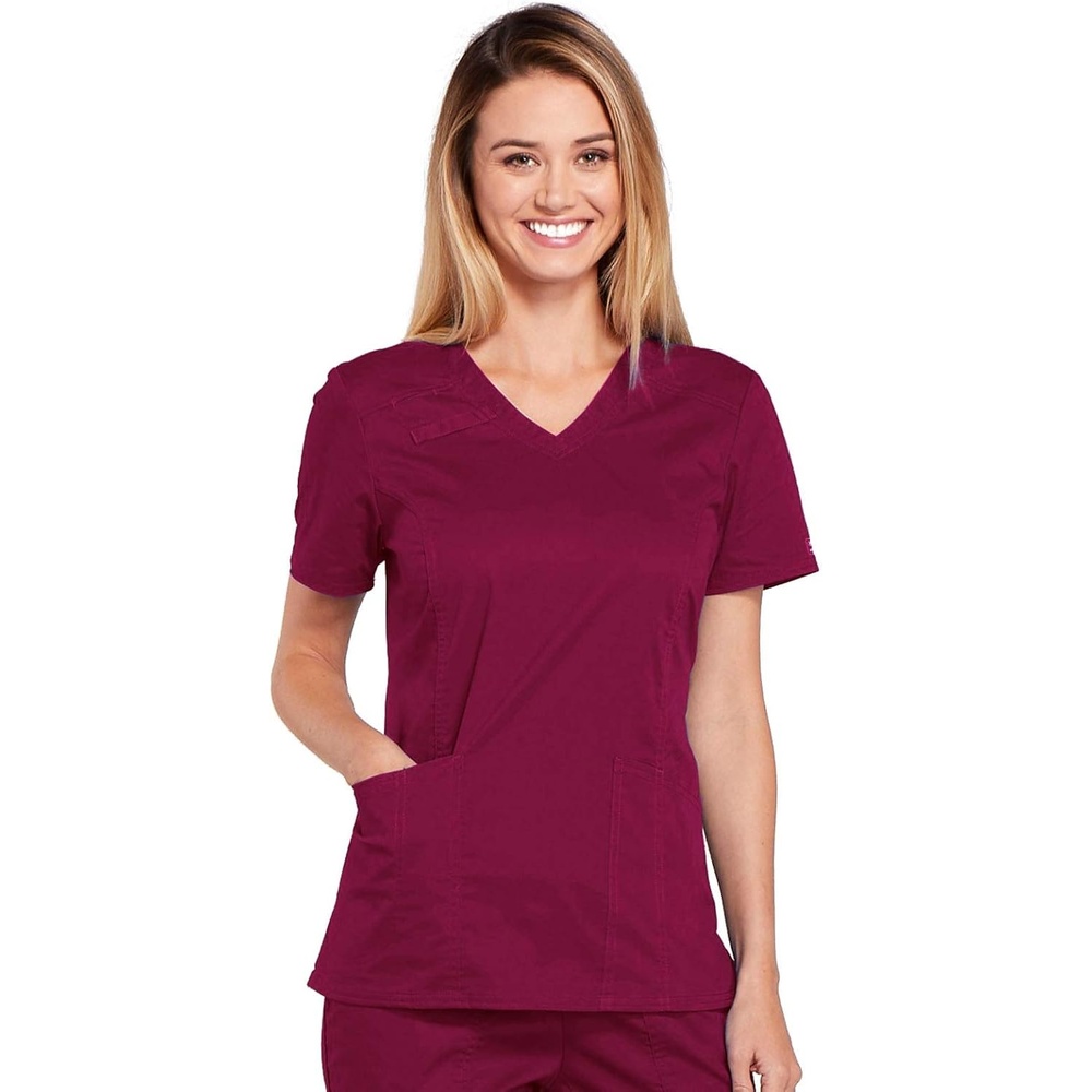 image:imageWorkwear Core Stretch Women Scrubs Top VNeck 4710Wine