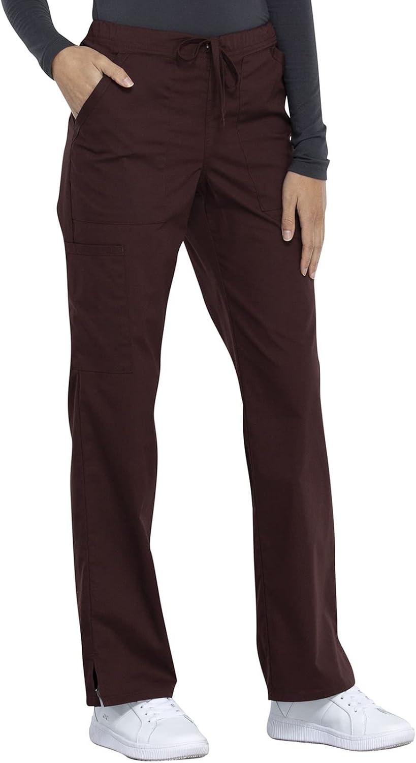 image:imageCherokee Scrub Pant for Women Mid Rise Straight Leg Drawstring Bottom with 5 Pockets Soft Stretchy amp Durable Fabric WW160Espresso
