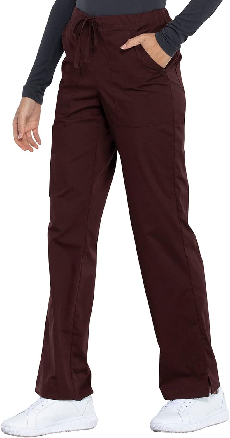 image:imageCherokee Scrub Pant for Women Mid Rise Straight Leg Drawstring Bottom with 5 Pockets Soft Stretchy amp Durable Fabric WW160Espresso