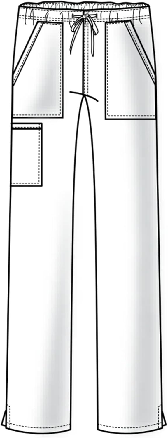 image:imageCherokee Scrub Pant for Women Mid Rise Straight Leg Drawstring Bottom with 5 Pockets Soft Stretchy amp Durable Fabric WW160White