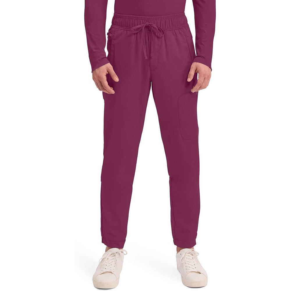 image:imageCherokee Joggers for Men Modern Fit Scrub Pant with Drawstring Waistband 5 Pockets Soft 2Way Stretch Fabric WW012Wine
