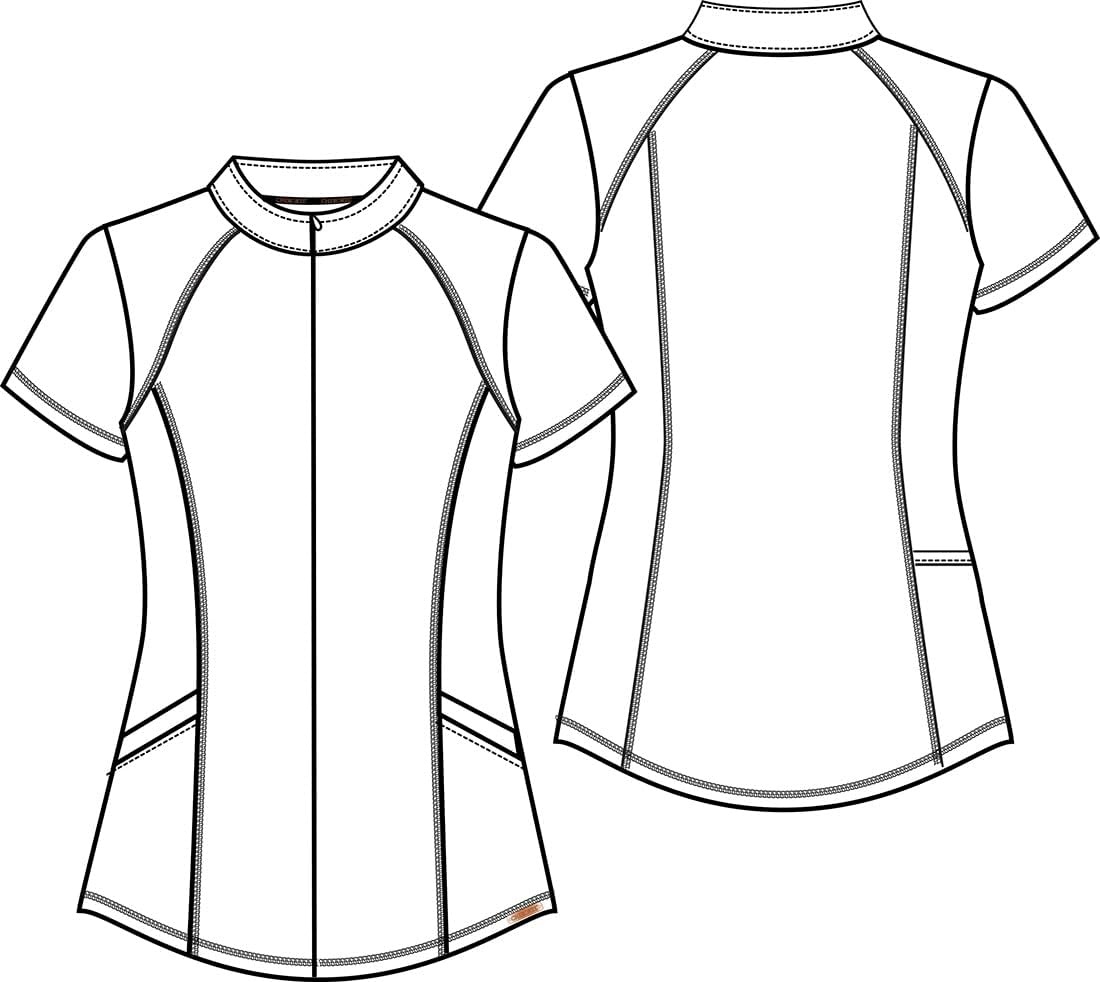 image:imageCherokee Form Women Scrubs Top Partial Zip Front CK707Pewter