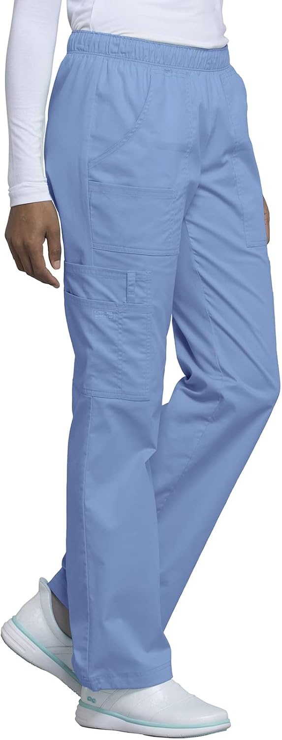 image:imageCherokee Scrub Pants for Women Mid Rise PullOn Cargo Medical Uniform 7 Pocket Elastic Waist Adjustable Hem Stretch 4005Ciel