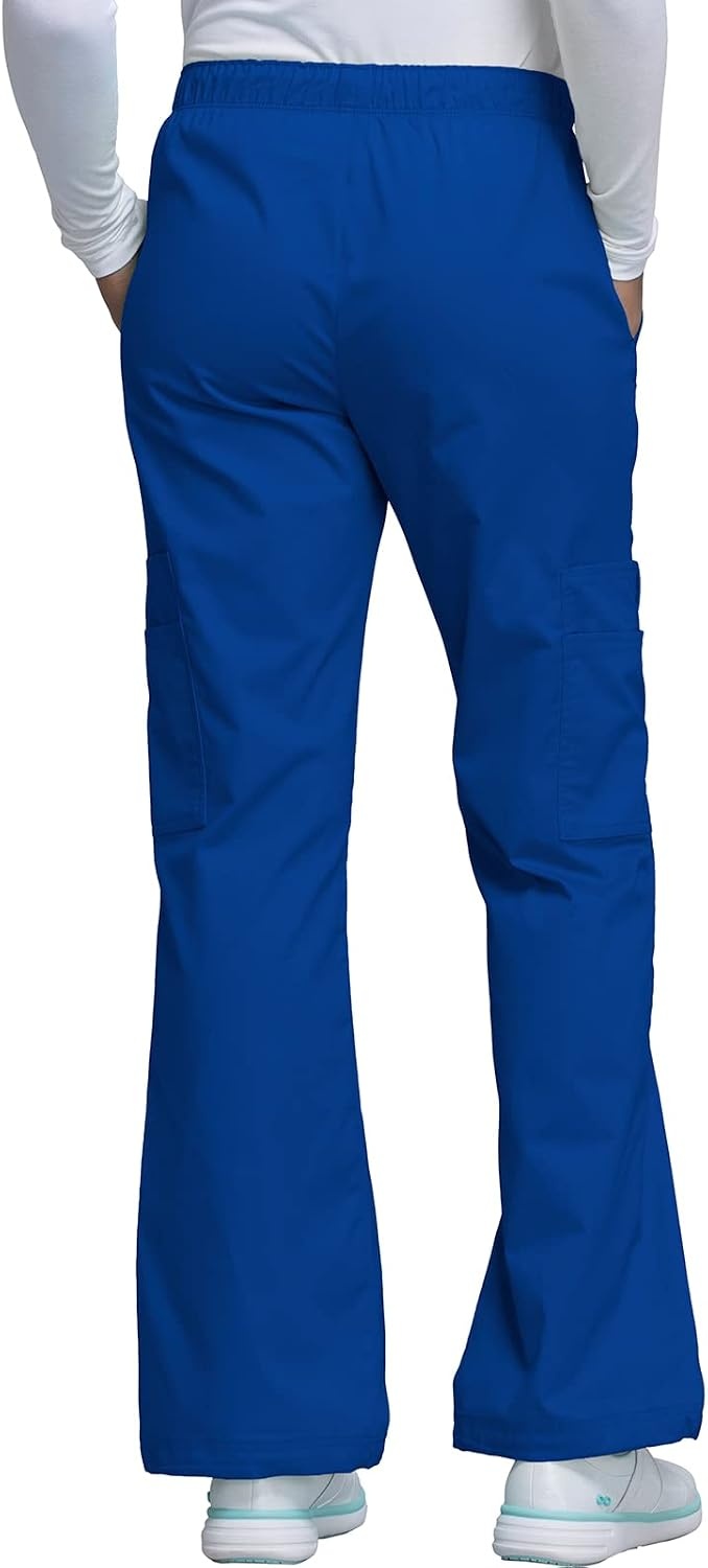 image:imageCherokee Scrub Pants for Women Mid Rise PullOn Cargo Medical Uniform 7 Pocket Elastic Waist Adjustable Hem Stretch 4005Galaxy Blue