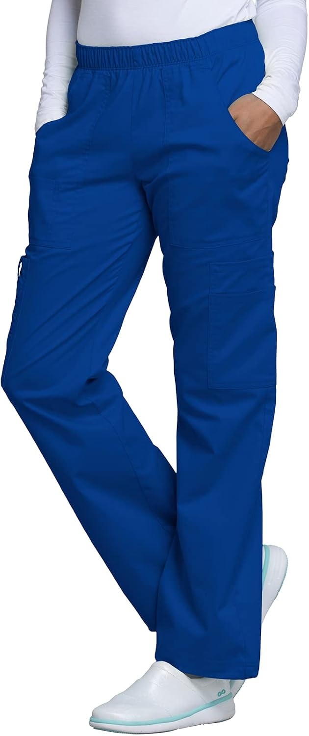 image:imageCherokee Scrub Pants for Women Mid Rise PullOn Cargo Medical Uniform 7 Pocket Elastic Waist Adjustable Hem Stretch 4005Galaxy Blue