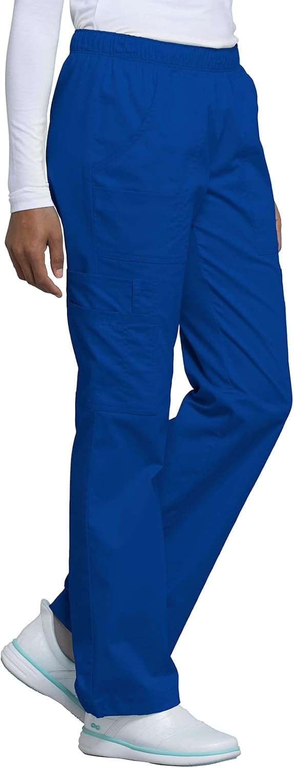 image:imageCherokee Scrub Pants for Women Mid Rise PullOn Cargo Medical Uniform 7 Pocket Elastic Waist Adjustable Hem Stretch 4005Galaxy Blue