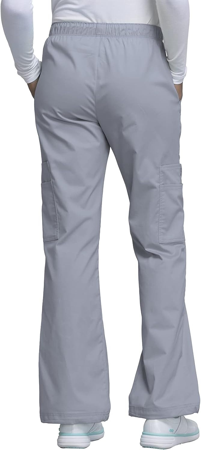 image:imageCherokee Scrub Pants for Women Mid Rise PullOn Cargo Medical Uniform 7 Pocket Elastic Waist Adjustable Hem Stretch 4005Grey