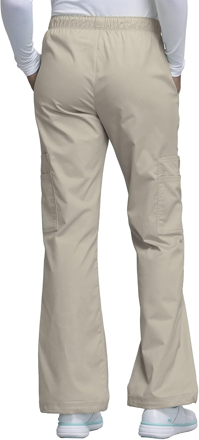 image:imageCherokee Scrub Pants for Women Mid Rise PullOn Cargo Medical Uniform 7 Pocket Elastic Waist Adjustable Hem Stretch 4005Kakw