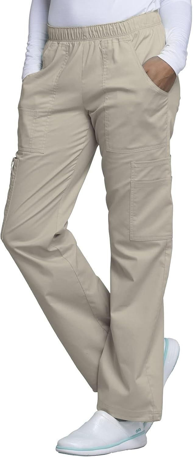 image:imageCherokee Scrub Pants for Women Mid Rise PullOn Cargo Medical Uniform 7 Pocket Elastic Waist Adjustable Hem Stretch 4005Kakw