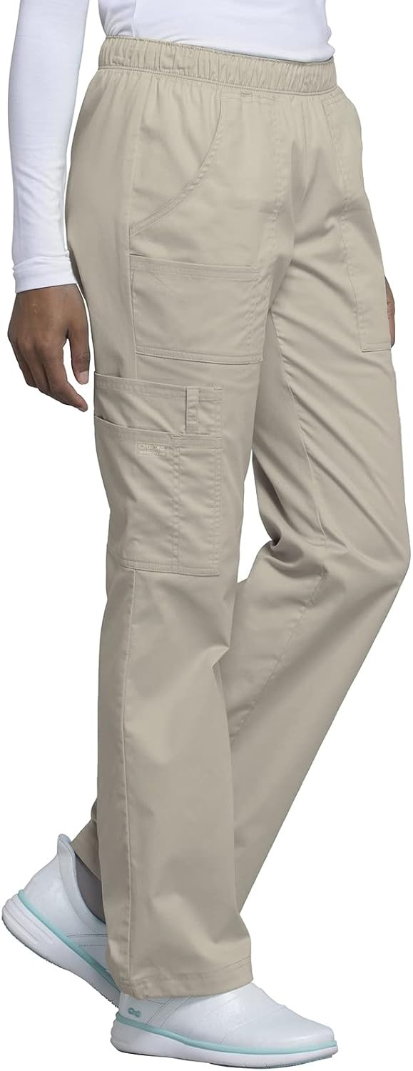 image:imageCherokee Scrub Pants for Women Mid Rise PullOn Cargo Medical Uniform 7 Pocket Elastic Waist Adjustable Hem Stretch 4005Kakw