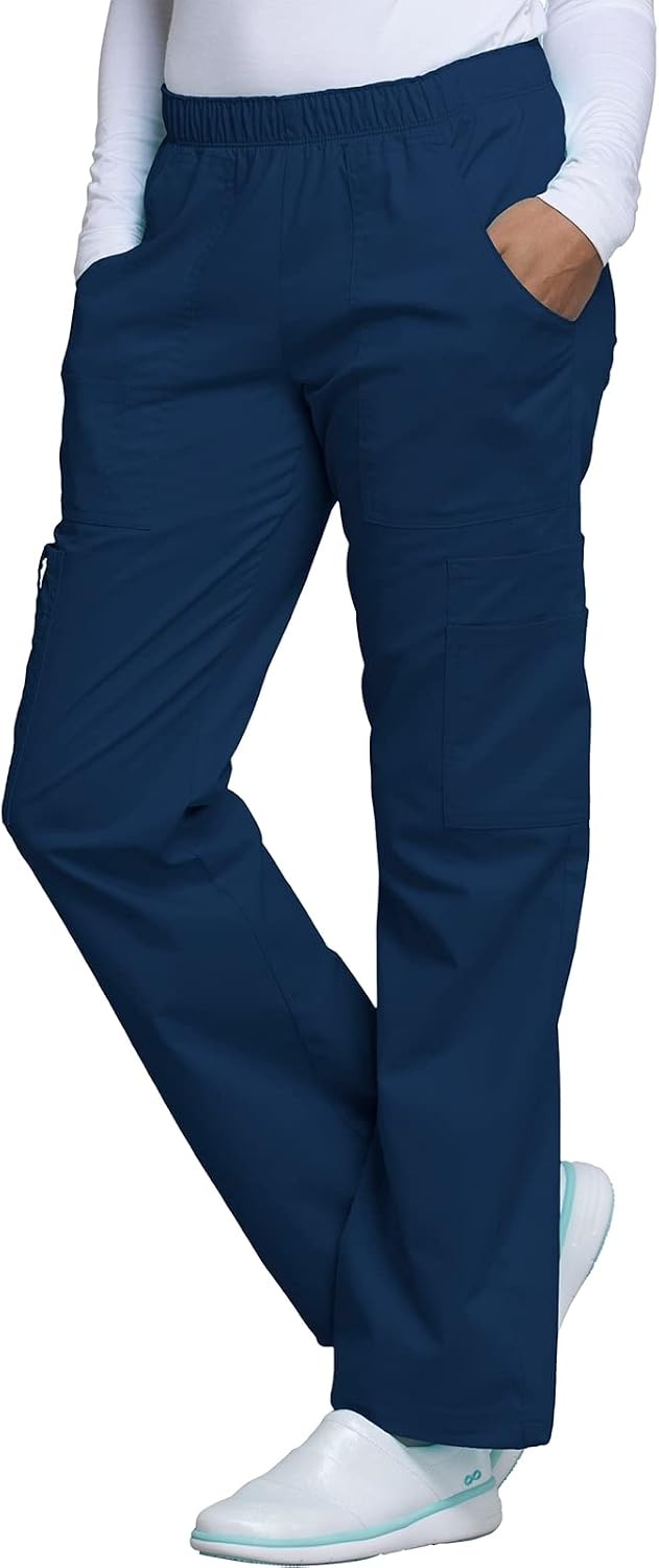 image:imageCherokee Scrub Pants for Women Mid Rise PullOn Cargo Medical Uniform 7 Pocket Elastic Waist Adjustable Hem Stretch 4005Navy