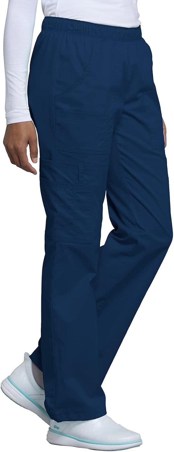 image:imageCherokee Scrub Pants for Women Mid Rise PullOn Cargo Medical Uniform 7 Pocket Elastic Waist Adjustable Hem Stretch 4005Navy