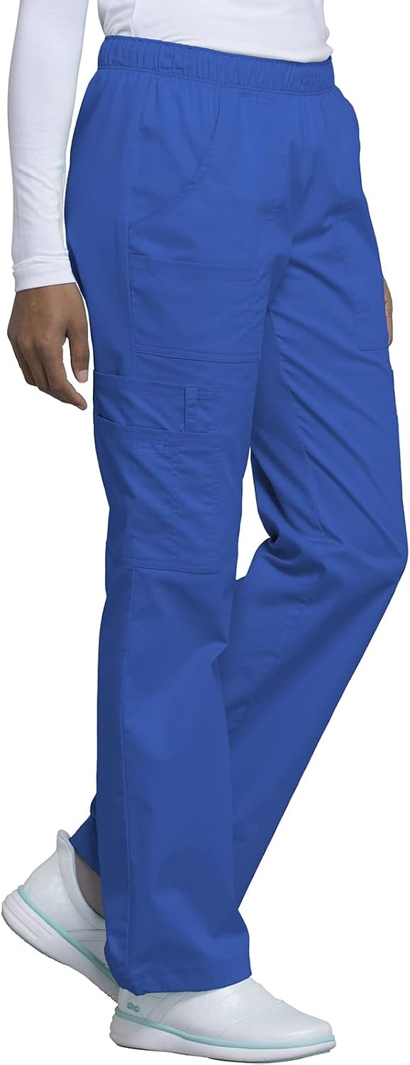 image:imageCherokee Scrub Pants for Women Mid Rise PullOn Cargo Medical Uniform 7 Pocket Elastic Waist Adjustable Hem Stretch 4005Royal