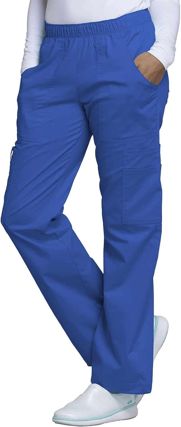 image:imageCherokee Scrub Pants for Women Mid Rise PullOn Cargo Medical Uniform 7 Pocket Elastic Waist Adjustable Hem Stretch 4005Royal