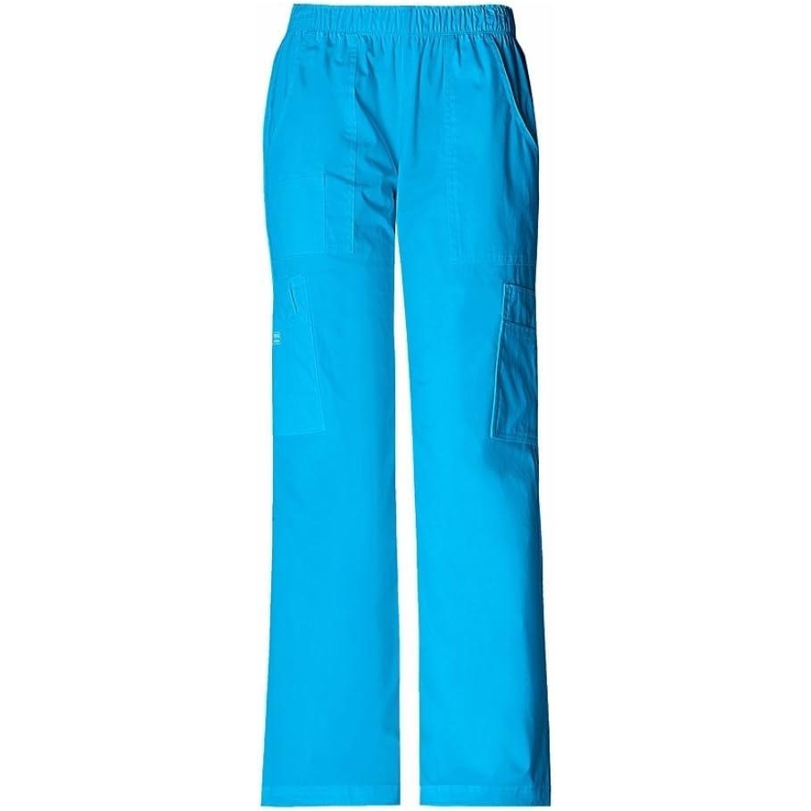 image:imageCherokee Scrub Pants for Women Mid Rise PullOn Cargo Medical Uniform 7 Pocket Elastic Waist Adjustable Hem Stretch 4005Blue