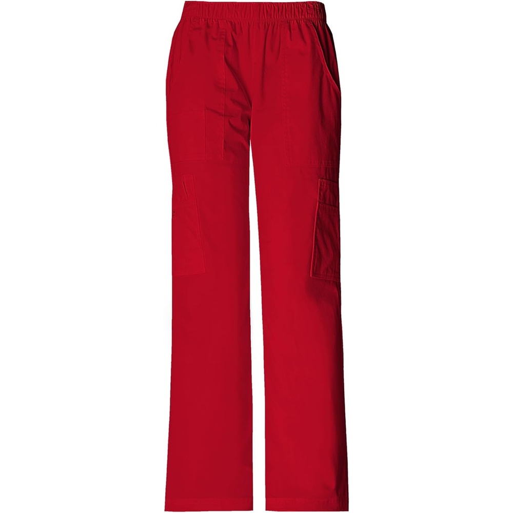 image:imageCherokee Scrub Pants for Women Mid Rise PullOn Cargo Medical Uniform 7 Pocket Elastic Waist Adjustable Hem Stretch 4005Red
