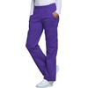 Cherokee Scrub Pants for Women Mid Rise Pull-On Cargo Medical Uniform 7 Pocket Elastic Waist Adjustable Hem Stretch – 4005(Grape)