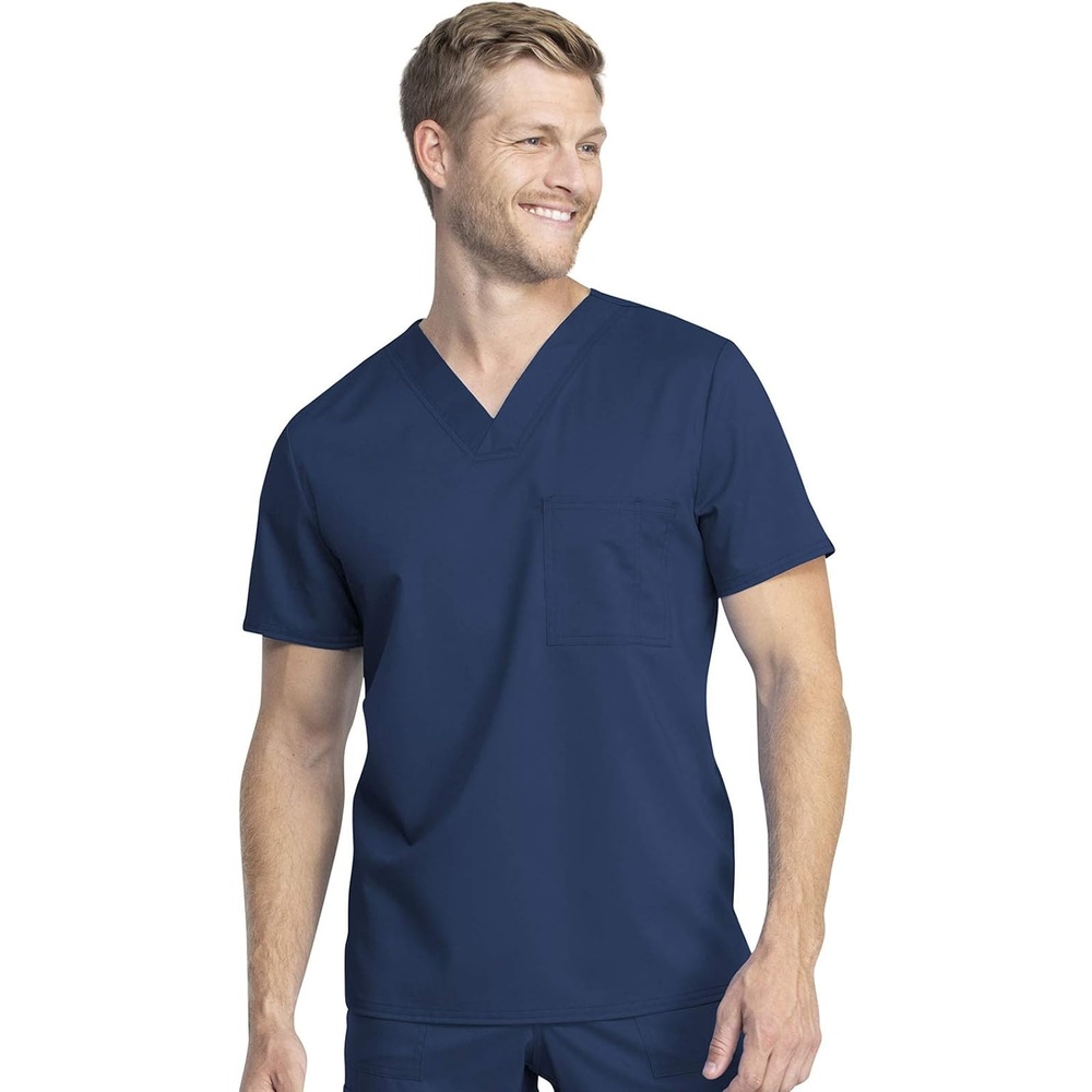 image:imageCherokee Workwear Revolution Tech Men amp Women Scrubs Top VNeck  Tuckable Unisex Fit Chest Pocket Pencil Stitch Back Yoke Seam Side Vents Storage And Mobility For Healthcare WorkNavy