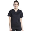 Cherokee Workwear Revolution Tech Men & Women Scrubs Top V-Neck | Tuckable Unisex Fit, Chest Pocket, Pencil Stitch, Back Yoke Seam, Side Vents, Storage And Mobility For Healthcare Work(Black)