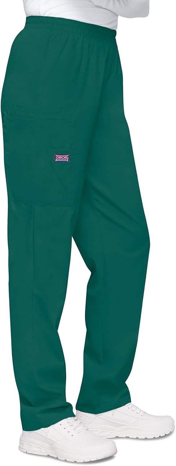 image:imageCherokee Scrubs for Women Cargo Pant Natural Rise Tapered PullOn Bottom with 4 Pockets Fade Resistant Fabric 4200Hunter Green