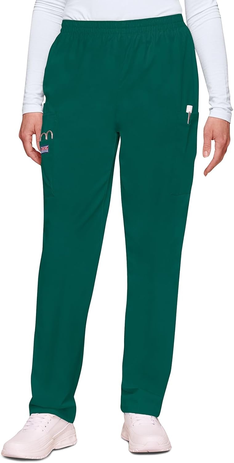 image:imageCherokee Scrubs for Women Cargo Pant Natural Rise Tapered PullOn Bottom with 4 Pockets Fade Resistant Fabric 4200Hunter Green