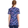 Cherokee Infinity Printed Scrub Tops for Women Round Neck 3 Pockets | Comfortable Fit, Stretch Fabric, Coverstitch Detailing, Rib Knit Neckline Inset, Princess Seams, Side Vents, Easy Care(Staggered Marble)